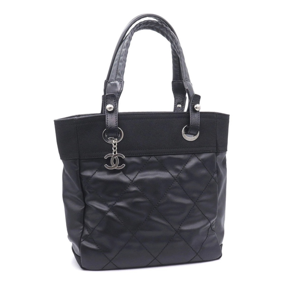 Chanel Black Leather Tote with Silver Hardware